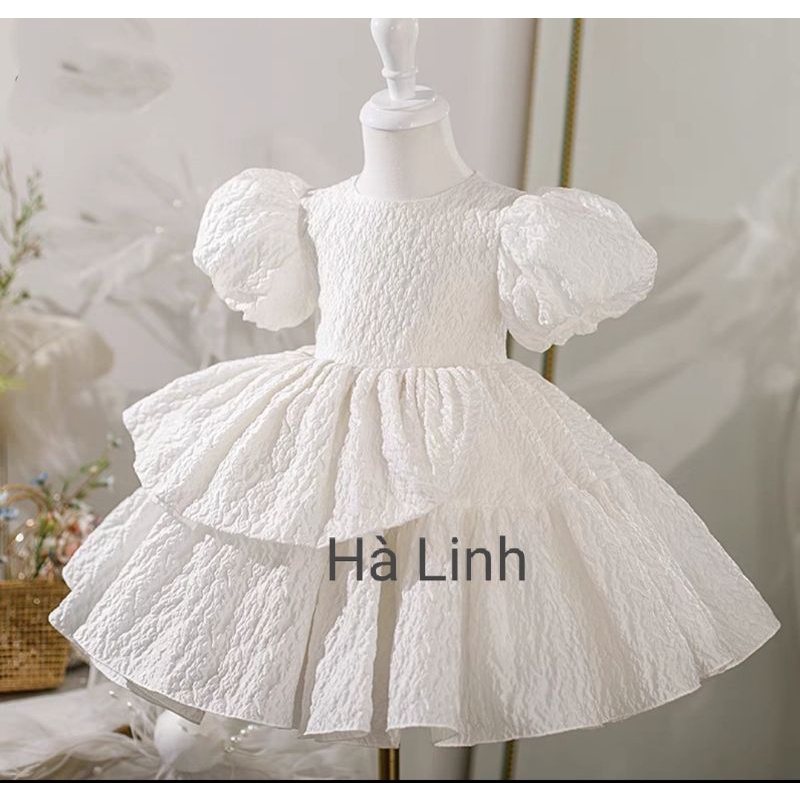 Váy xốp tay phồng cho bé gái dự tiệc, chụp ảnh - A61