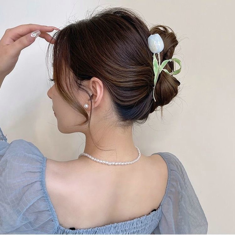 Kẹp Tóc Hình Hoa Tulip Tráng Men Thanh Lịch Cho Nữ