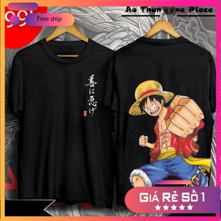 ⚡️freeship⚡️áo thun in hình monkey d.luffy in 2 mặt màu đen cực ngầu, cực chất - áo thun one piece