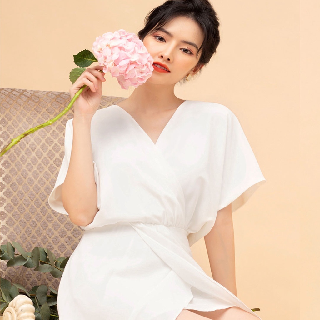 Đầm nhúm ly chéo vạt DB6201 GUMAC | BigBuy360 - bigbuy360.vn