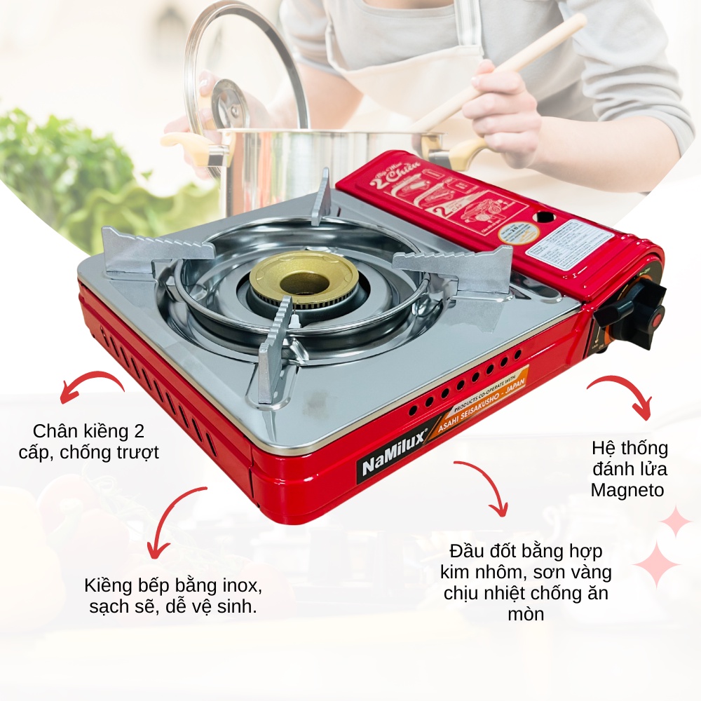 Bếp Gas 2 Chiều NaMilux NH-P2915PS│Sử Dụng Được Bình Gas Mini Và Bình Gas Lớn│Van Ngắt Gas An Toàn 2 Cấp│Hàng Chính Hãng
