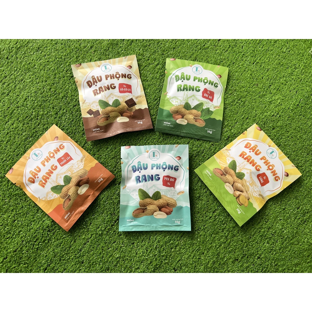 Đậu phộng rang đủ vị (Vị Bạc hà, Sô-cô-la, Gừng, Muối sấy, Mix đủ vị)