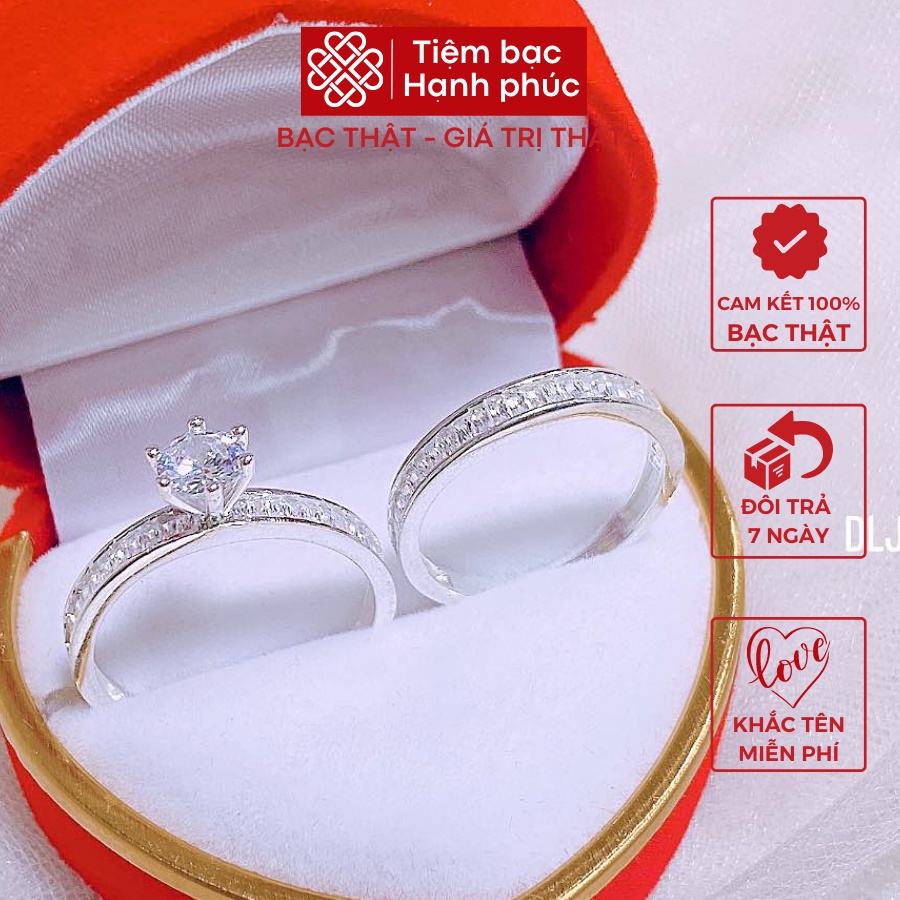 Nhẫn đôi bạc nam nữ bạc ta xịn không xỉn màu, nhẫn cặp tình yêu - Mã TSJC30