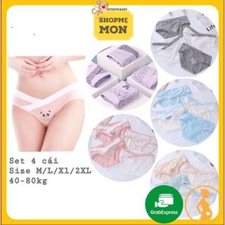 Set 4c quần lót bầu - quần lót cạp chéo cotton