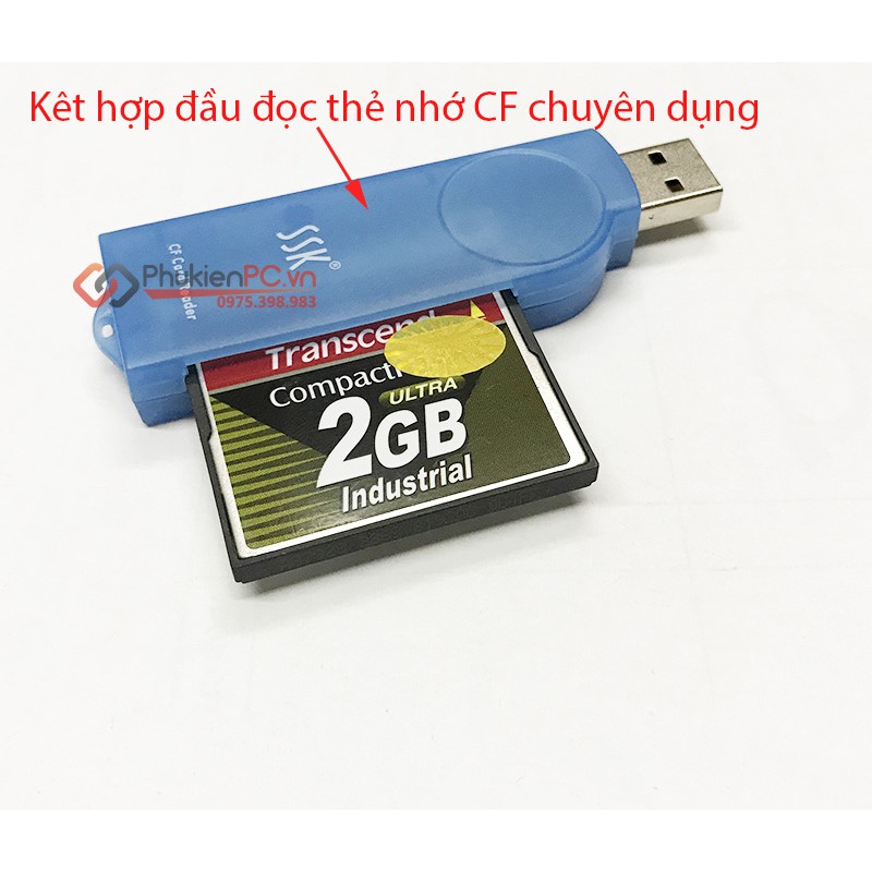 Thẻ nhớ Compact Flash CF card công nghiệp industrial Transcend 2GB chuyên dùng cho máy CNC, PLC, cơ khí chính xác