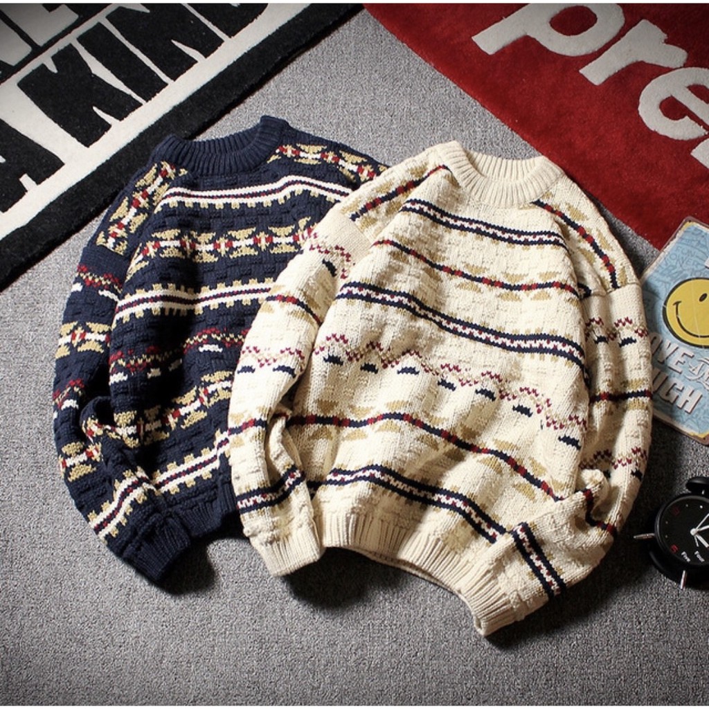 [Ảnh Thật] Áo Len Đôi Kẻ Diềm áo len couple