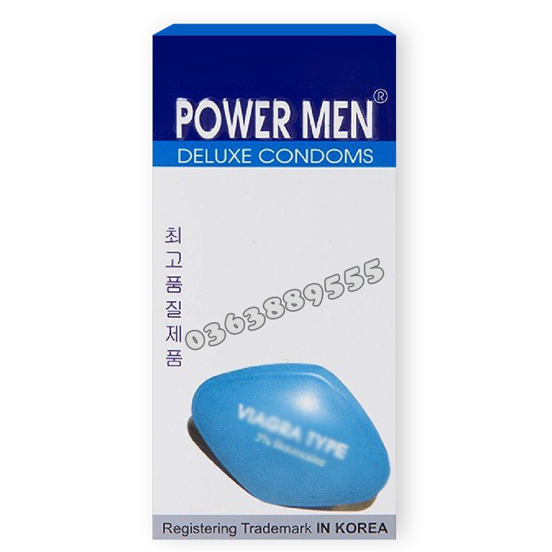 Bao cao su Powermen Viagra siêu mỏng Hộp 12 chiếc, giao hàng nhanh, kín đáo