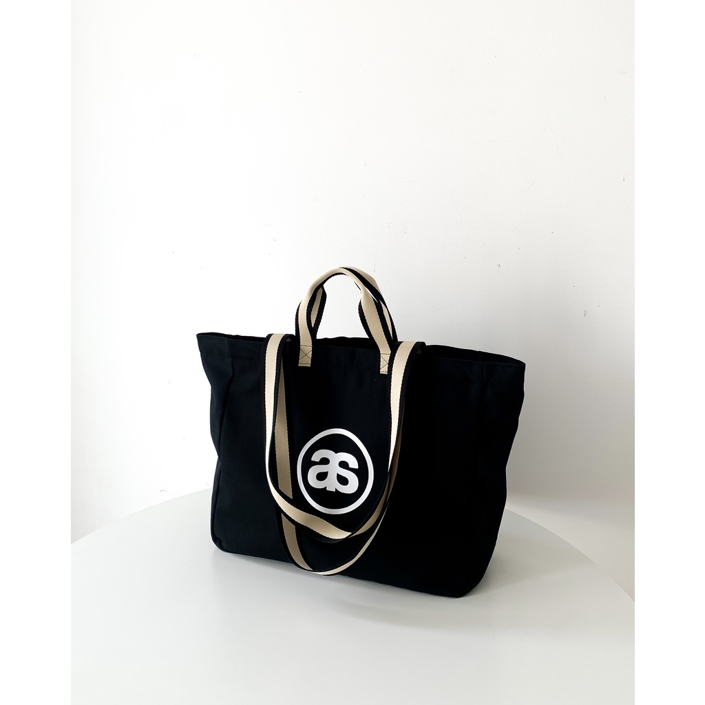 Túi Tote Túi Vải Canvas Thời Trang Nam Nữ Có Dây Kéo Khoá 2 Quai In Logo as Thương Hiệu Lana Official (HQ3420)