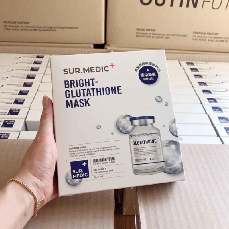 Mặt nạ Sur.Medic Bright Glutathione Mask kích trắng cấp ẩm phục hồi da yếu