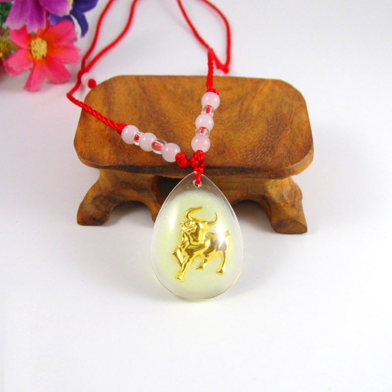 Mặt Dây Chuyền Pha Lê Phát Sáng 12 Cung Hoàng Đạo 12 Loket Kristal Zodiak (Miễn Phí Dây Đỏ)