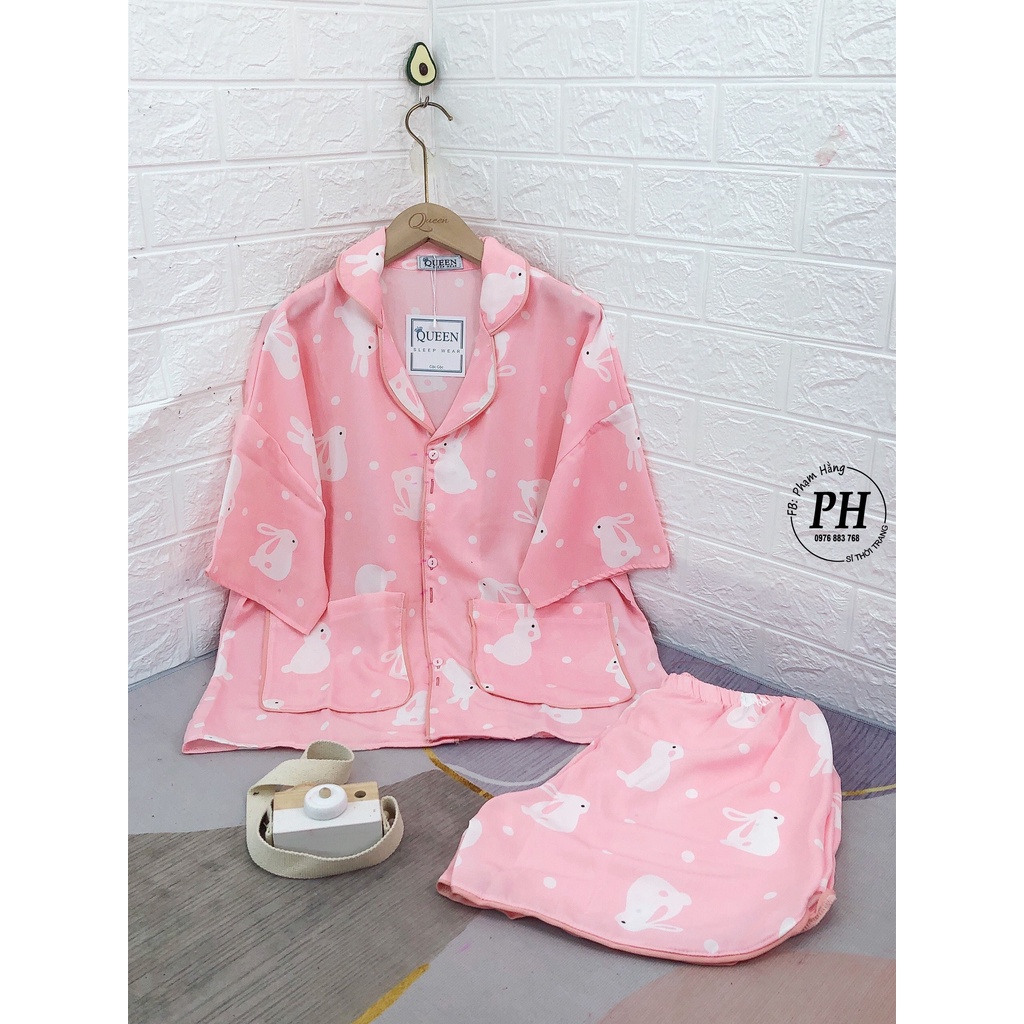 Bộ Đùi pijama Tay Dơi , phom rộng thoải Mái , chất lụa mềm mịn