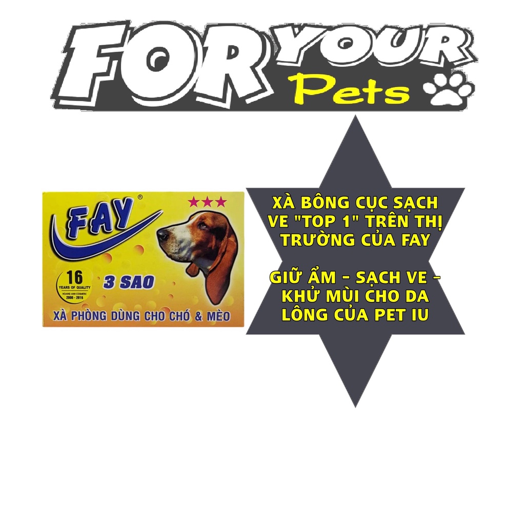 [Mã PET50K giảm Giảm 10% - Tối đa 50K đơn từ 250K] XÀ BÔNG CỤC FAY 3 SAO DÀNH CHO CHÓ-MÈO 100G