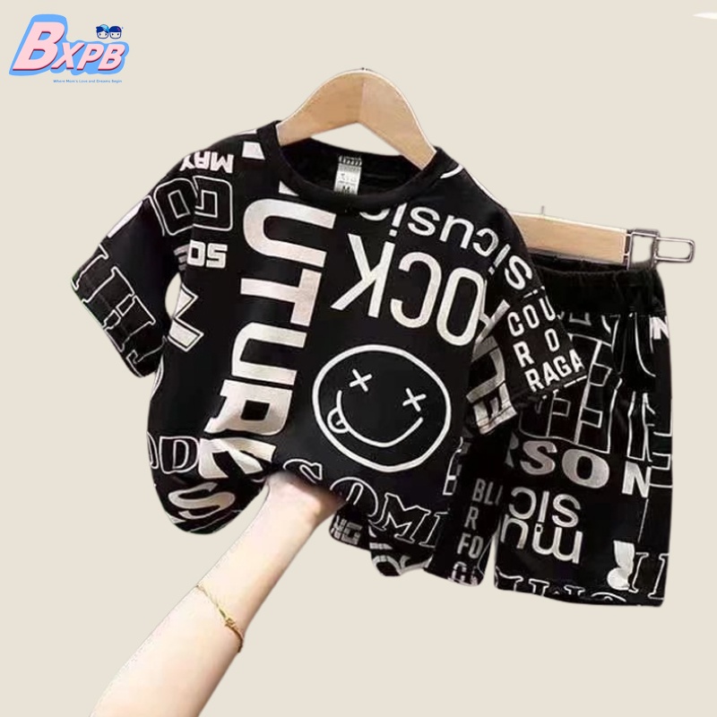 Set áo thun ngắn tay + quần short BXPB in họa tiết thời trang 2022 cho bé 3-15 tuổi 100-160