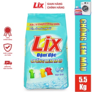Bột giặt Lix chống lem màu 5,5KG EM558 làm sạch mọi vết bẩn cứng đầu giữ quần áo bền màu sợi vải sạch thơm như mới