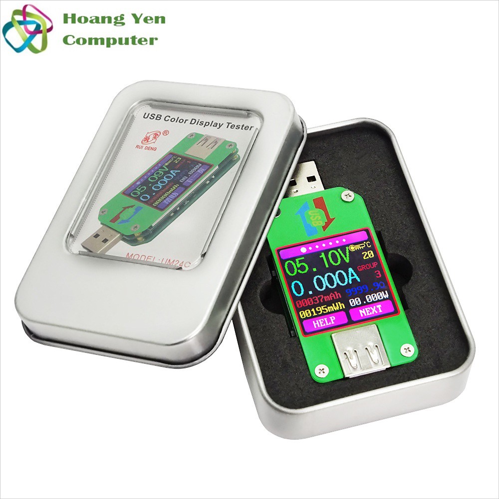 Usb Tester - Thiết Bị Đo Dòng Điện RuiDeng UM24/UM24C USB 2.0 Màn Hình Led Màu Hiển Thị - BH 3 Tháng 1 Đổi 1