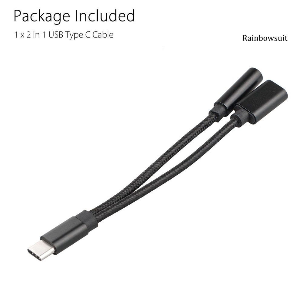 Dây Cáp Chuyển Đổi Âm Thanh Usb Type-C 2 Trong 1 Đầu Cắm 3.5mm