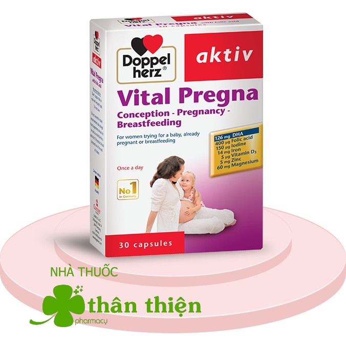 [Doppelherz Aktiv Vital Pregna hộp 30 viên], Viên  bổ sung vitamin cho mẹ bầu trước và sau sinh.