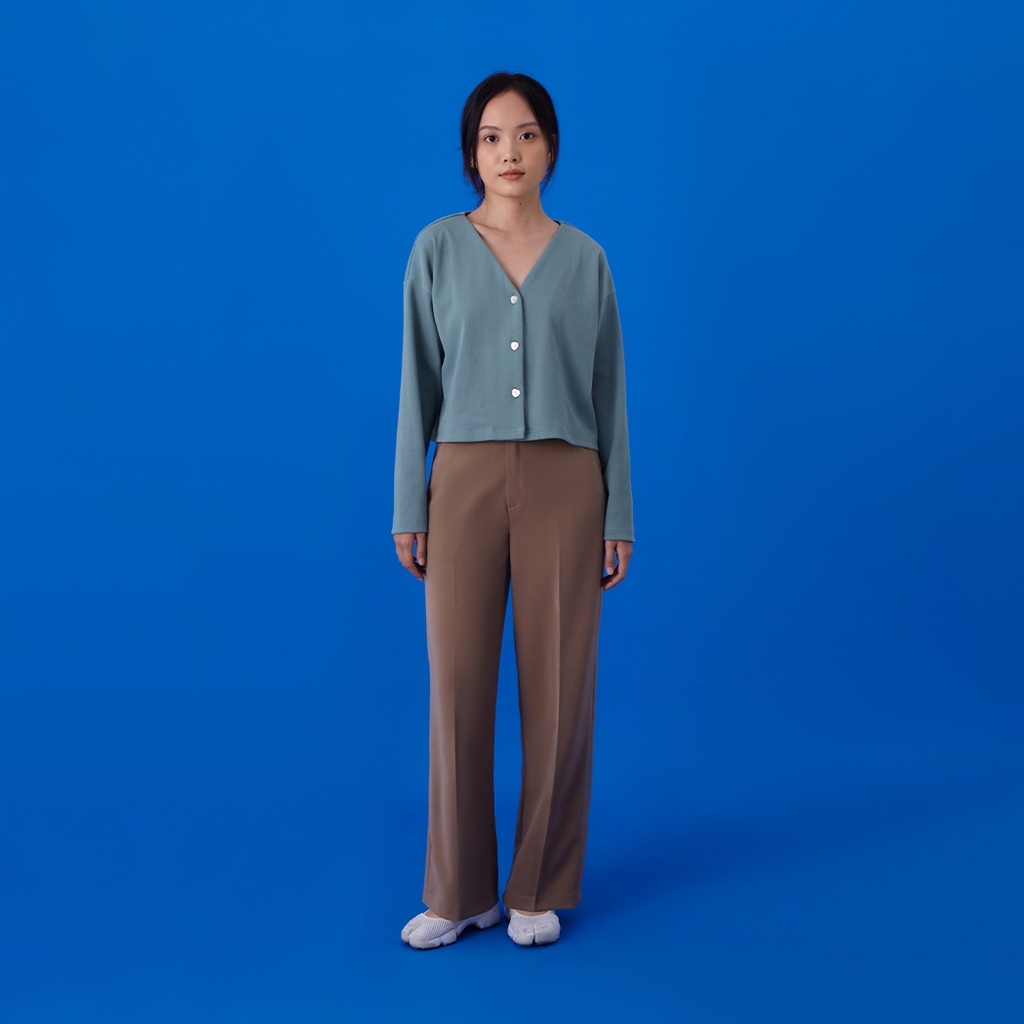 Andabove - Áo khoác cardigan nữ cổ V - V Cardigan - Màu Xanh lá