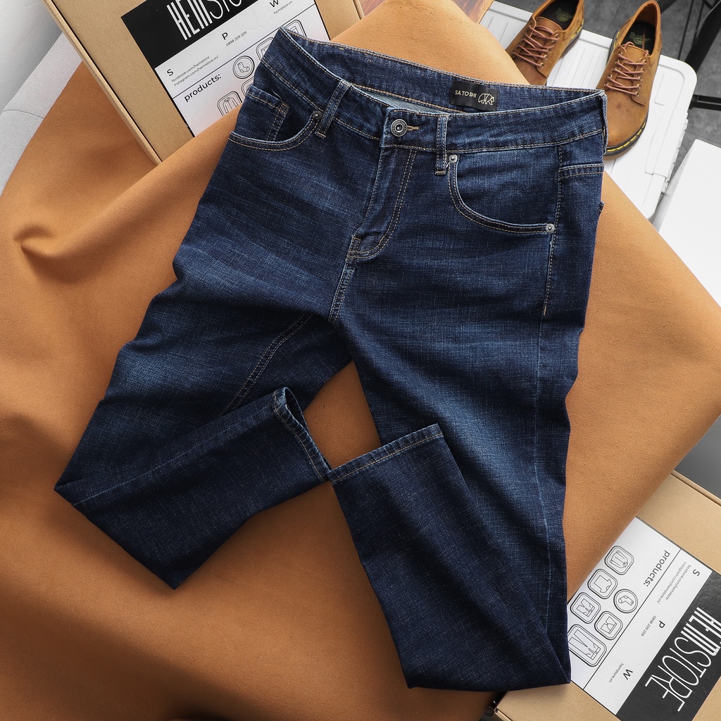 Quần Jean Nam Satoshi SAQJ55 slimfit màu xanh đậm trẻ trung năng động