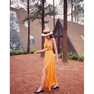 MAXI PHI CỔ ĐỔ KHOE LƯNG (T87UC)