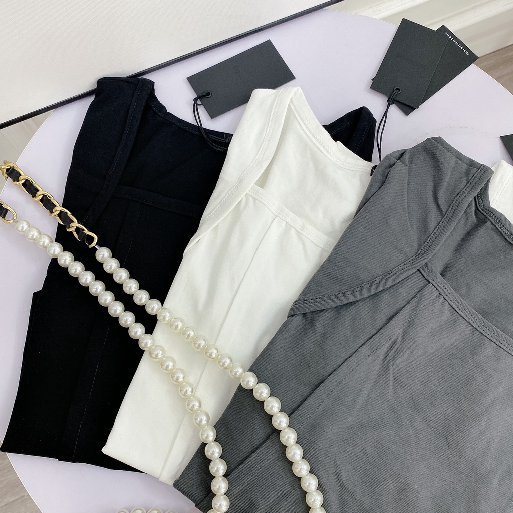 Áo croptop nữ cổ vuông tay ngắn dáng ôm body, áo thun cộc tay vạt yếm | BigBuy360 - bigbuy360.vn