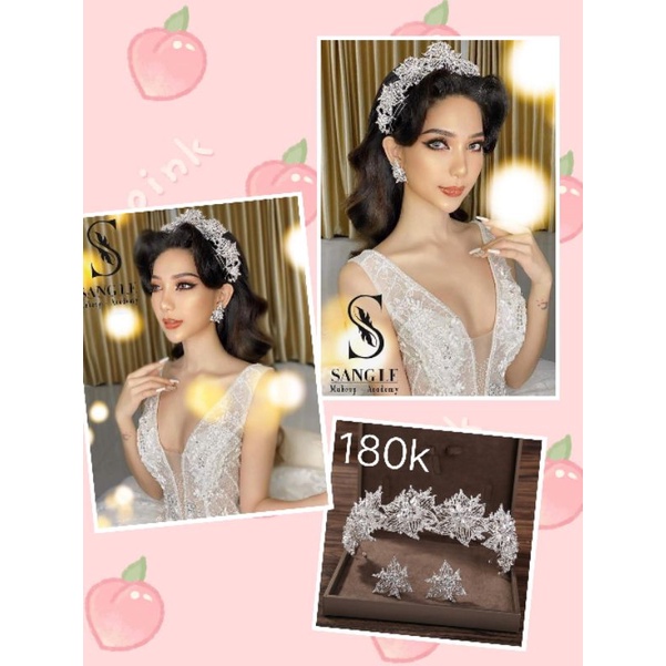 Cài đá kèm bông tai cực sang chảnh.