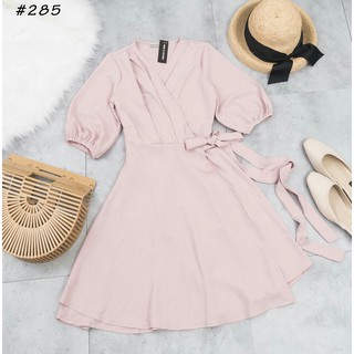 Đầm hồng pastel cột nơ eo siêu xinh