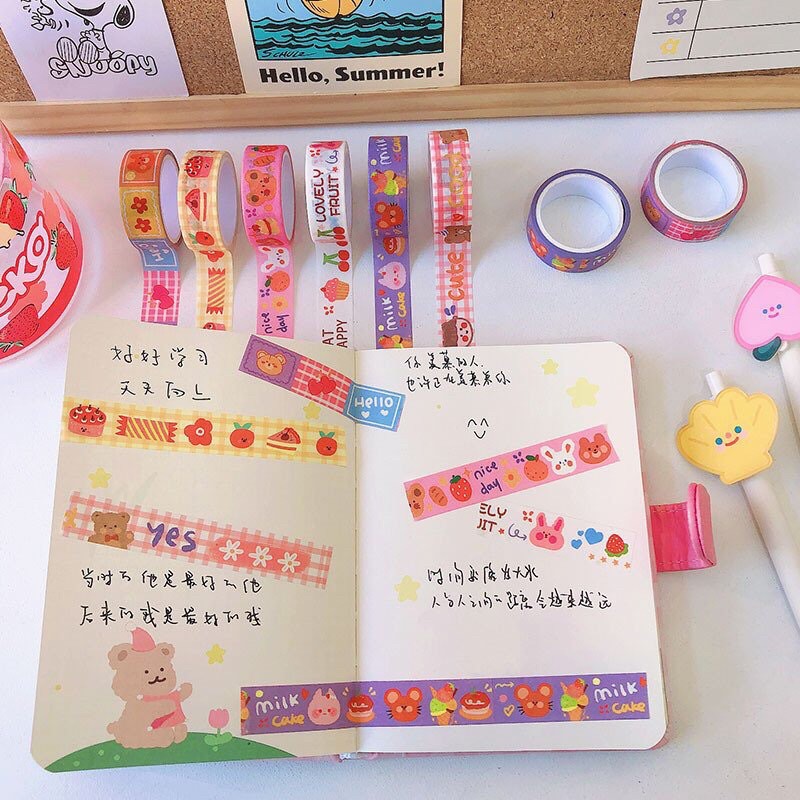 Cuộn Băng Dính Washi Tape Dài 5m Họa Tiết Dễ Thương Dùng Để Trang Trí Album Sổ Lưu Niệm