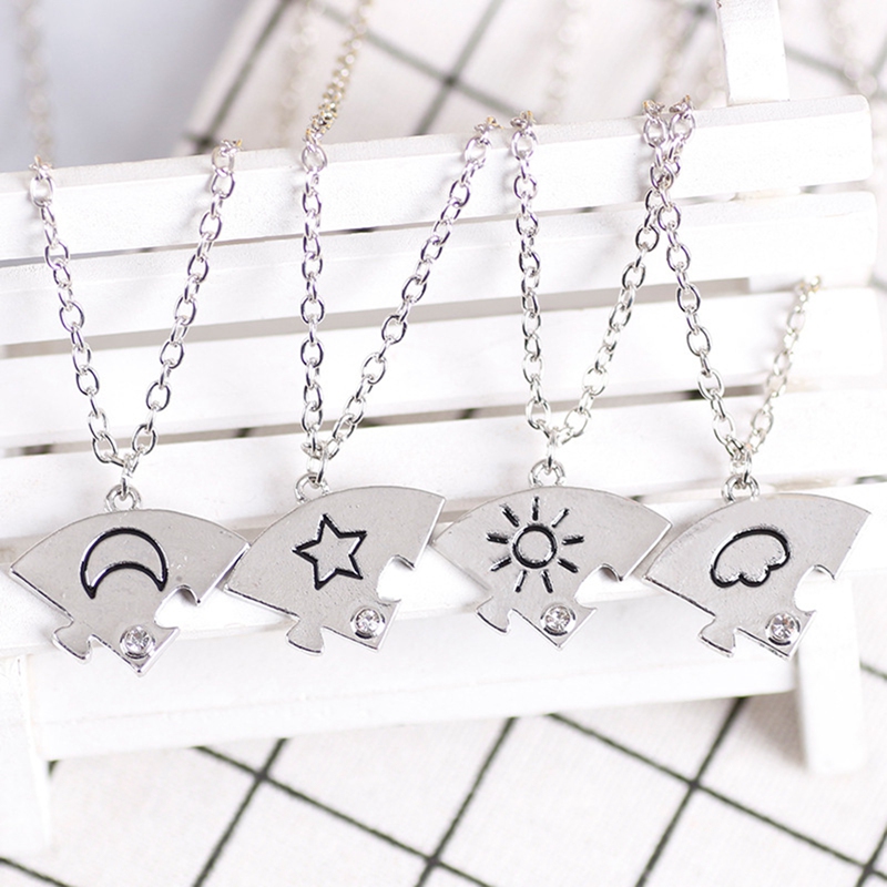 Set 4 vòng cổ tình bạn mặt trời mặt trăng ngôi sao đính đá thời trang