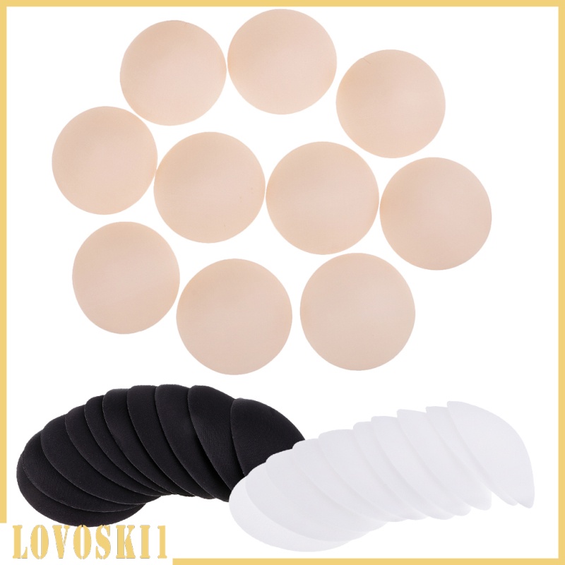 [LOVOSKI1]5 Pairs Women Bikinis Round Bra Pad Inserts Sponge Push Up  Swimwear White