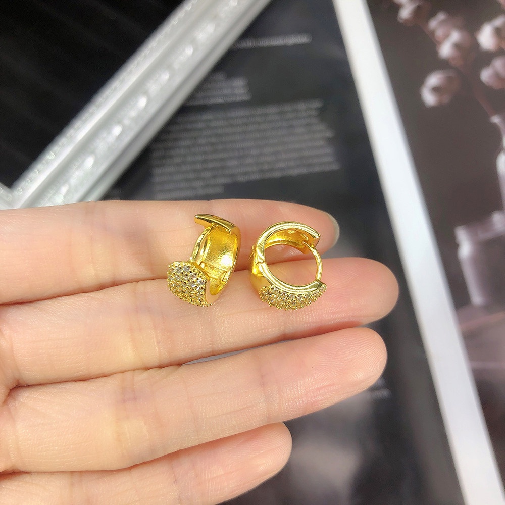 Bông Tai Hình Tròn Đính Đá Zircon Màu Sắc Phong Cách Cổ Điển Thời Trang Cho Nữ KBE420