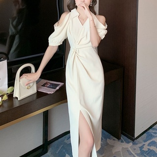 Đầm Cổ Chữ V Khoét Vai Xẻ Tà Form Ôm Quyến Rũ