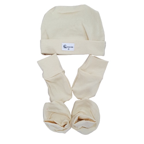 Goosekids Bao tay bao chân mũ sơ sinh cho bé | Set đồ sơ sinh newborn thu đông Vải borip dày dặn co giãn tốt