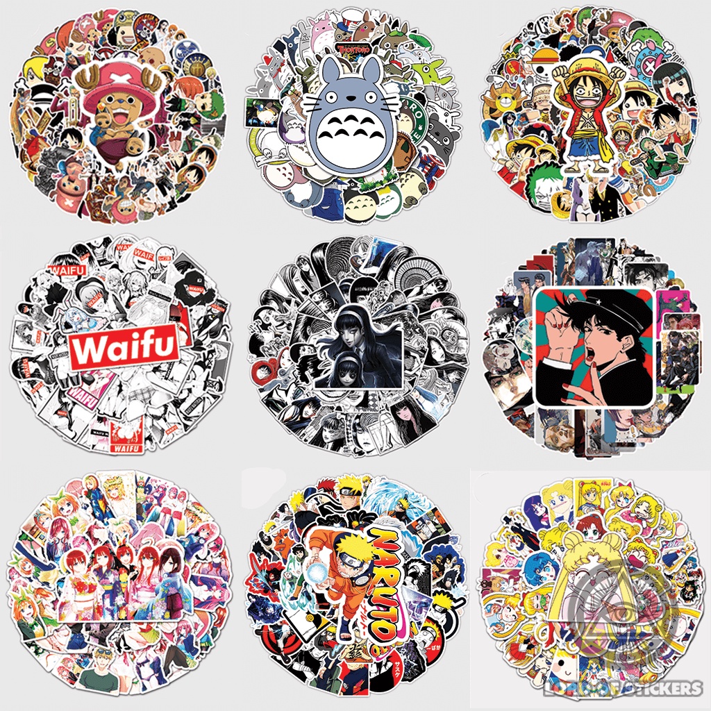 Set 50 Sticker Anime Manga Hình Dán Hoạt Hình Tổng Hợp Nhiều Mẫu Tùy Chọn Trang Trí Mũ Nón Bảo Hiểm, Laptop, Vali, Sổ