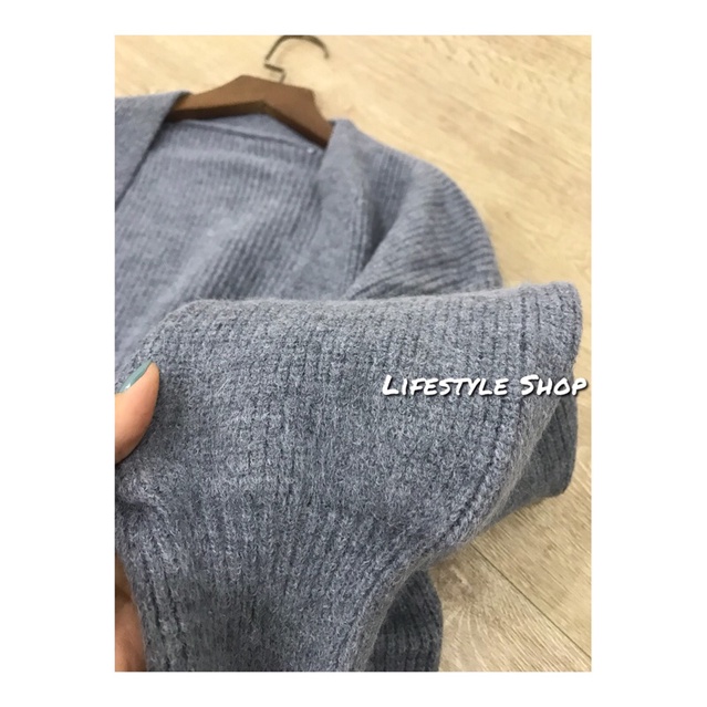 Áo khoác len dáng dài tay bo bồng chất dày mềm hàng Quảng Châu