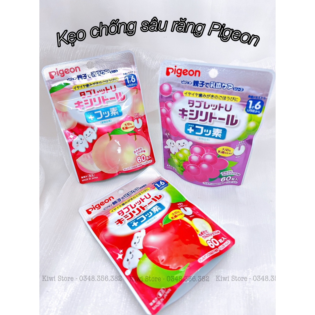 Kẹo ngậm chống sâu răng Pigeon Nhật cho bé 18m+ ( gói 60 )