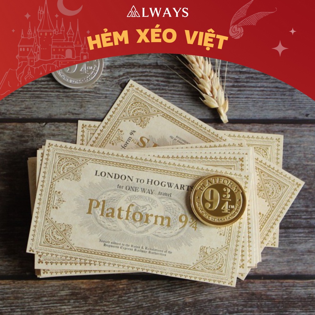 Vé tàu 9 3/4, vé tàu xe đò hiệp sỹ nguyên tác truyện Harry Potter