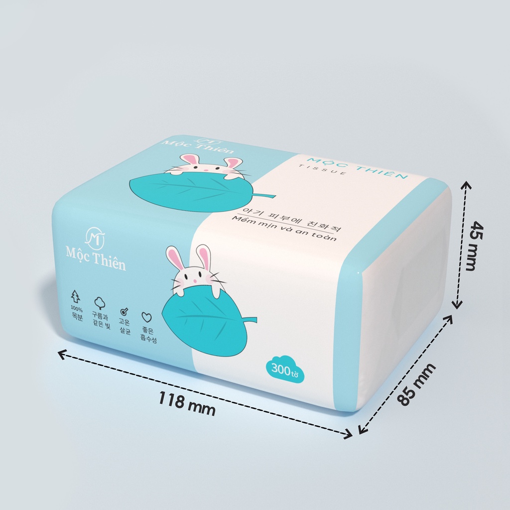 Giấy ăn gấu trúc, khăn giấy ăn Mộc Thiên cao cấp thùng 30 gói 300 tờ mềm mịn