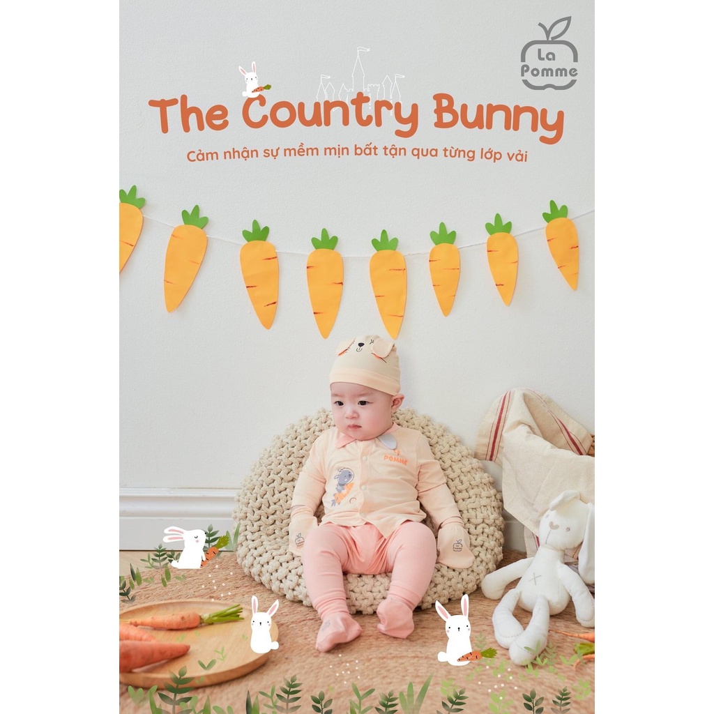 Bộ sơ sinh cài thẳng siêu xinh họa tiết thỏ cho bé