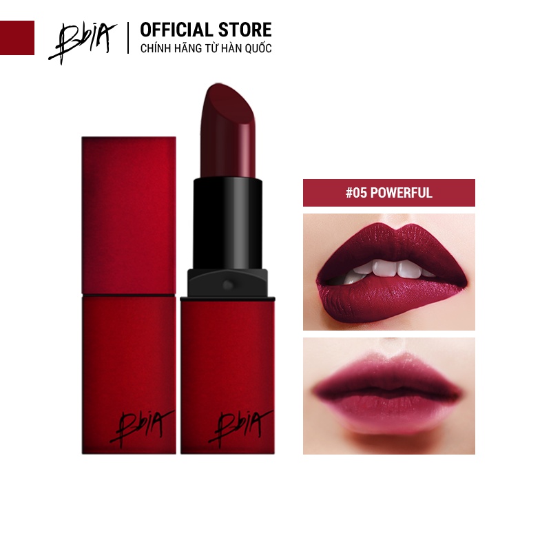 Son Thỏi Lì Bbia Last Lipstick Version 1- 05 Powerful (Màu Đỏ Mận) 3.5g - Bbia Official Store