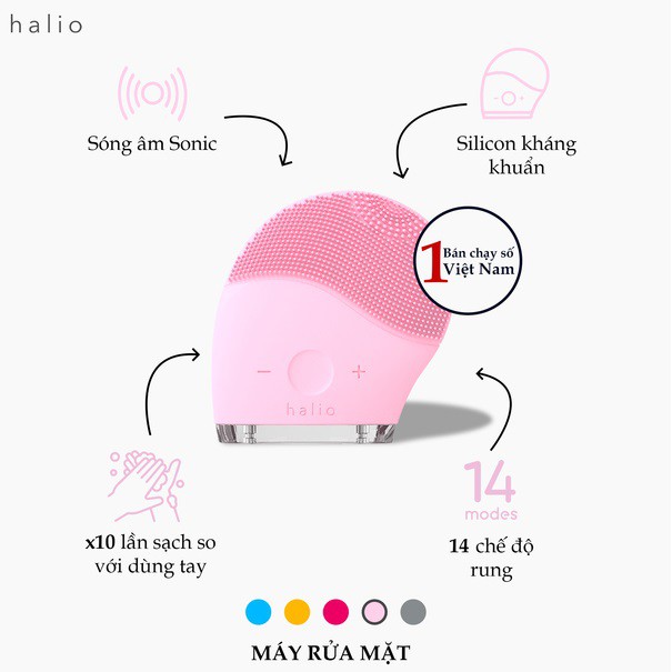 Máy Rửa Mặt Halio Facial Cleansing & Massaging Device - Baby Pink