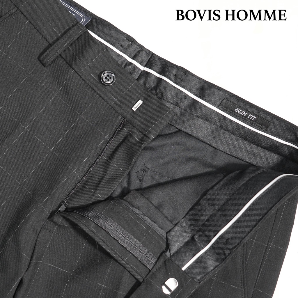 Quần tây nam Bovis Homme, mã QT133, màu đen, form slim, chất liệu 95% cotton 5% spandex, mặt vải dày dặn, đứng form