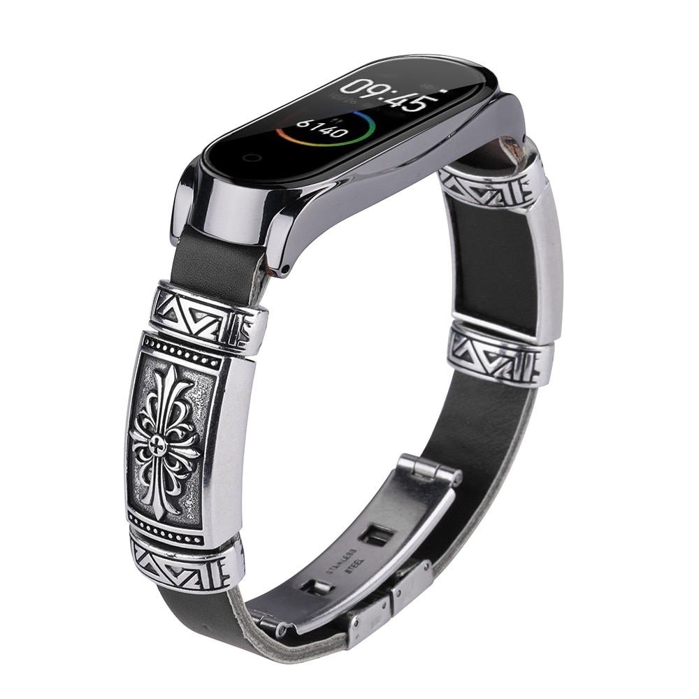 Dây Đeo Kim Loại Hai Nút Họa Tiết Bướm retro Cho Đồng Hồ Thông Minh xiaomi mi band 4 / 5 / 6 / 7 / 8