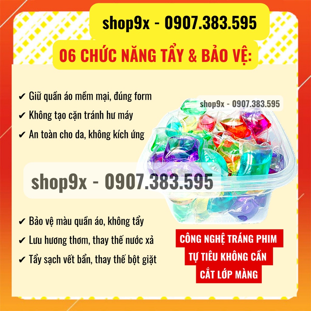 Hộp 30 Viên Giặt Xả Quần Áo 3 Trong 1 Nhiều Mùi Hương Khác Nhau