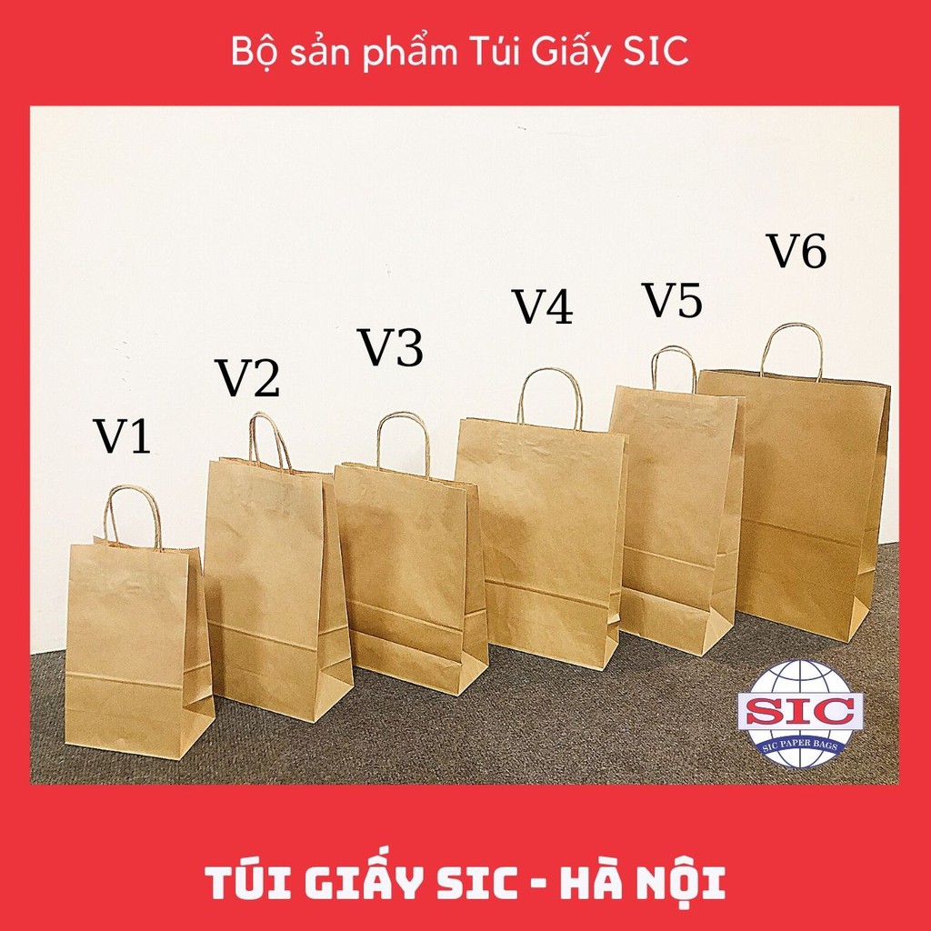 Túi giấy Kraft Nhật nâu, trắng trơn có quai túi giấy xi măng đựng quà tặng thực phẩm