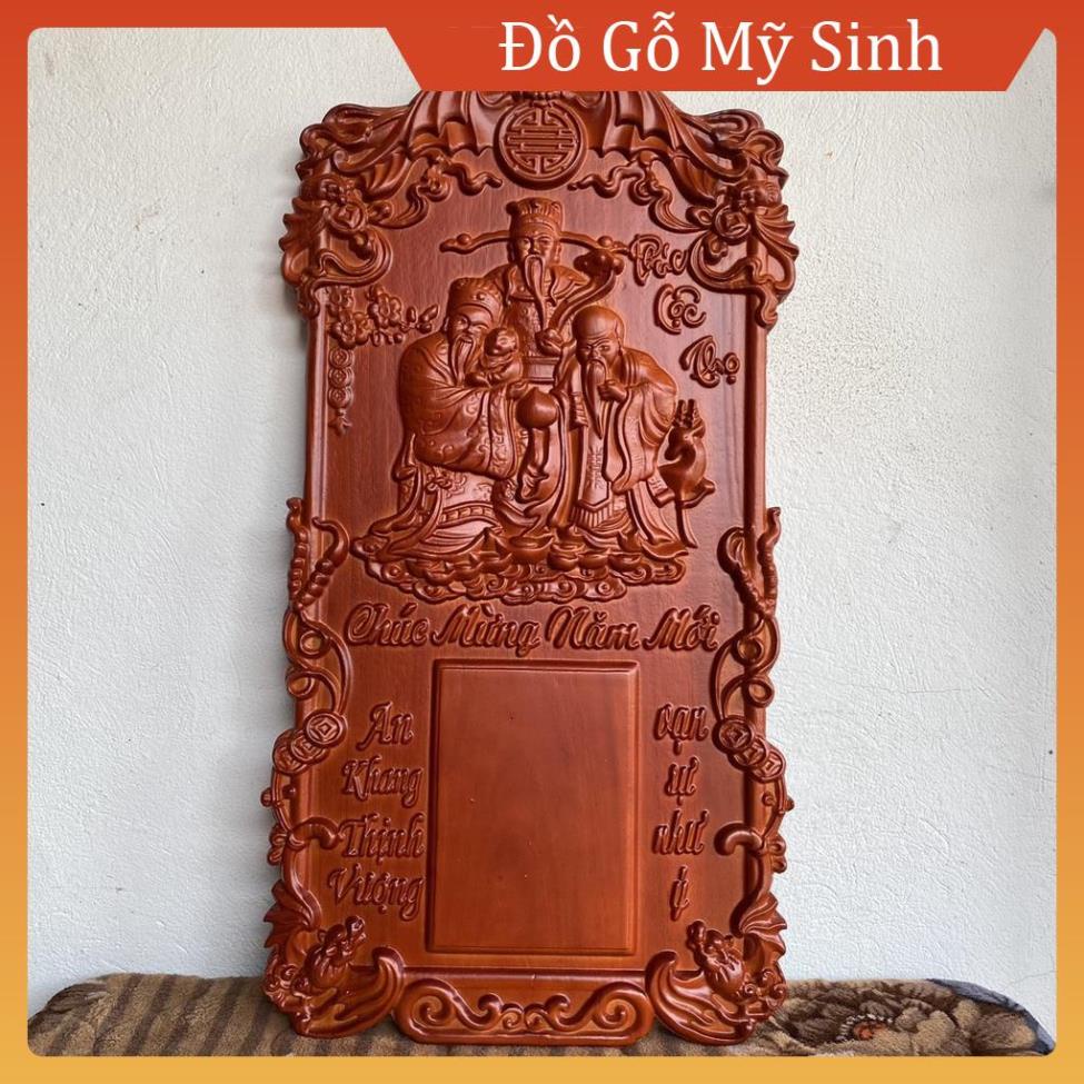 Đồ gỗ nội thất Đốc lịch tam đa gỗ hương đỏ mini nguyên khối, Tranh đục hoa treo tường mỹ nghệ cao cấp