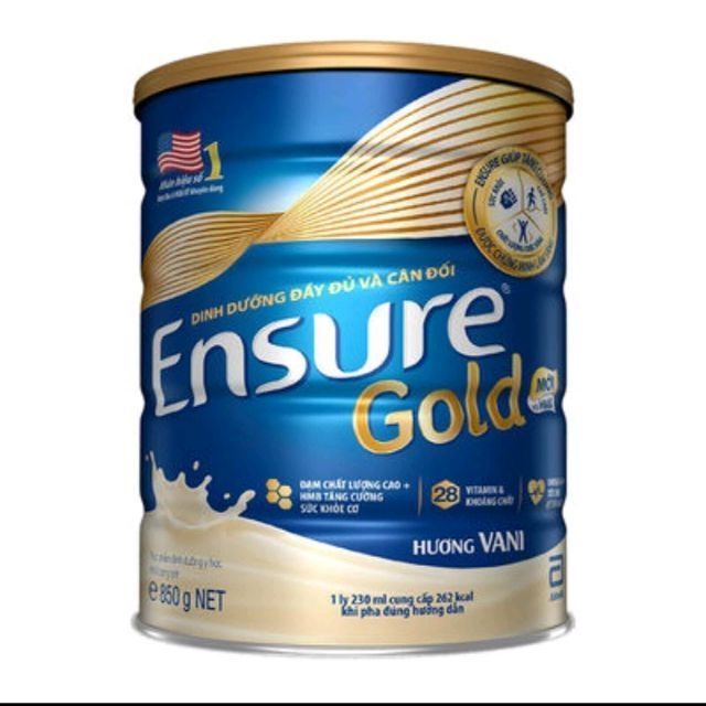 Lon sữa bột Ensure gold hương vani/trà xanh/cafe 850g