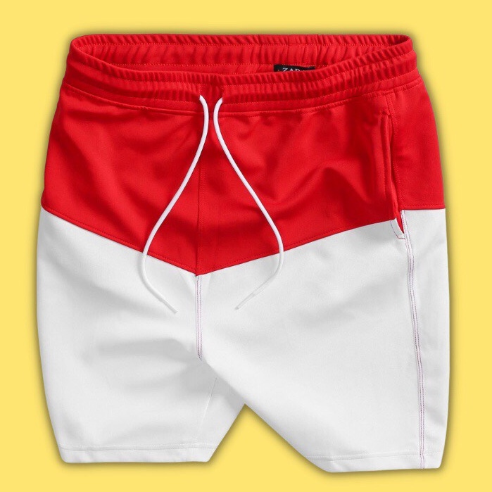 Quần đùi nam thể thao PANDO short thun trắng phối màu phong cách hiện đại QS82