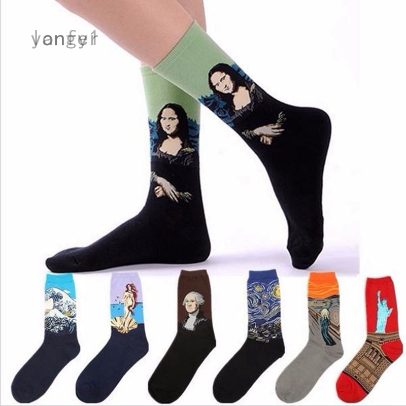 Tất cotton họa tiết Giáng Sinh/Mona Lisa độc đáo dành cho unisex