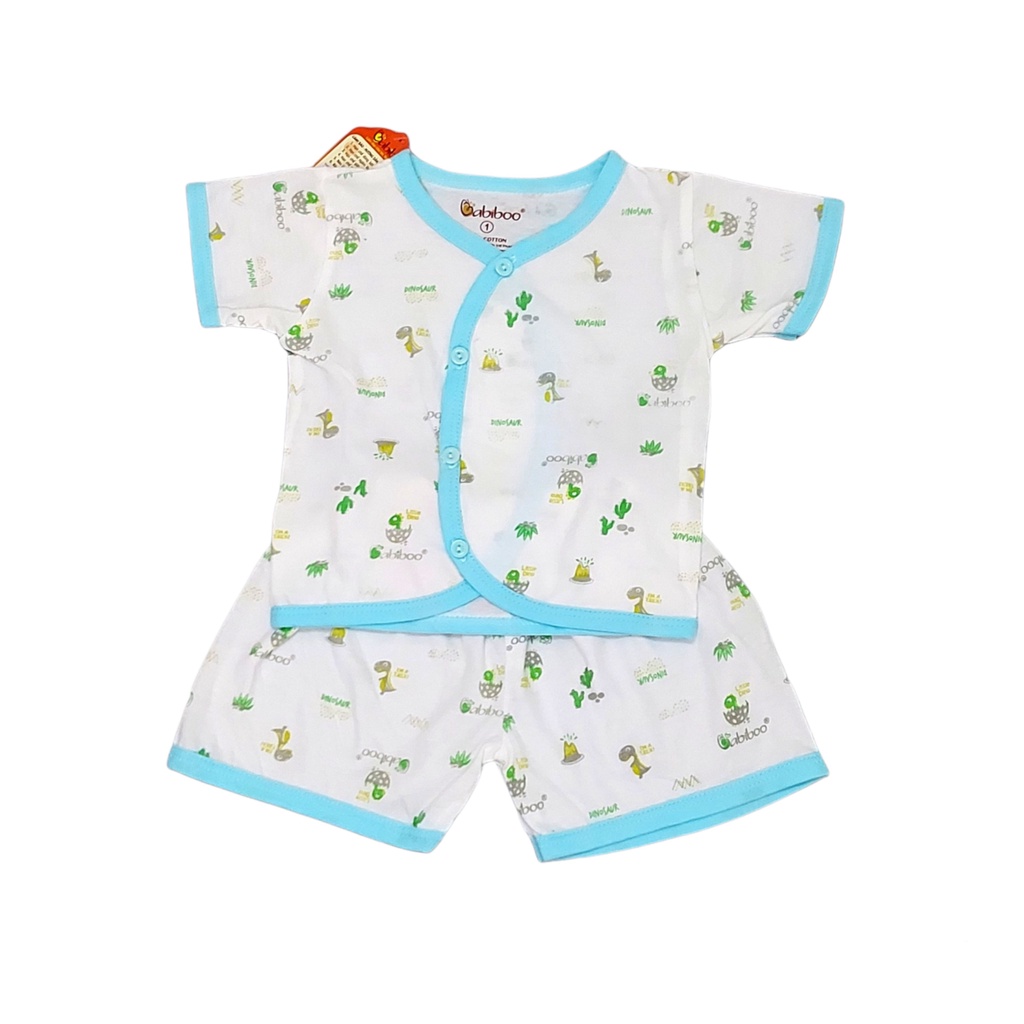 Bộ quần áo sơ sinh Babiboo Tay ngắn cài chéo họa tiết xinh xắn cho bé - BBC06N